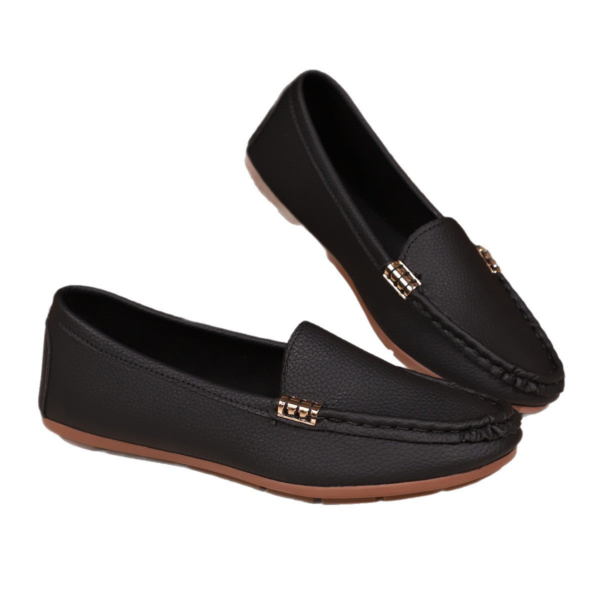 Damen Mokassin-Schuhe mit elegantem Narbenleder und rutschfester Sohle R&B