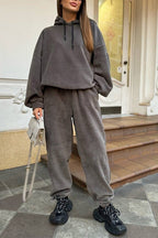 R&B | Crew Polar Fleece Kapuzenpullover und Jogginghose Zweiteiliges Satz