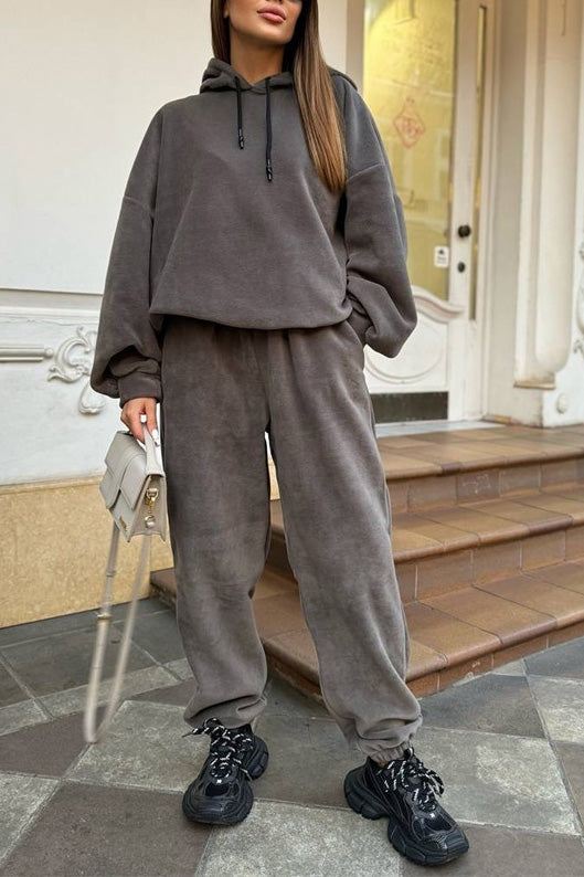 R&B | Crew Polar Fleece Kapuzenpullover und Jogginghose Zweiteiliges Satz