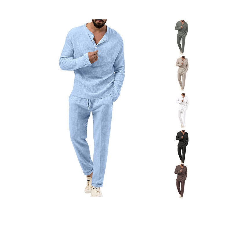 Herren lässiges Lounge-Set mit Knopfleiste und elastischem Bund R&B