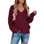 Damen Feinstrickpullover mit V-Ausschnitt und lässigem Schnitt R&B