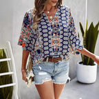 Damen Tunika mit floralem Muster und seitlichen Schlitzen R&B