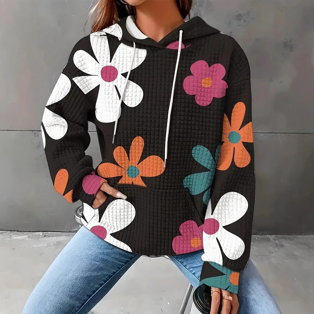 Damen Kapuzenpullover mit floralem Design und strukturiertem Stoff R&B