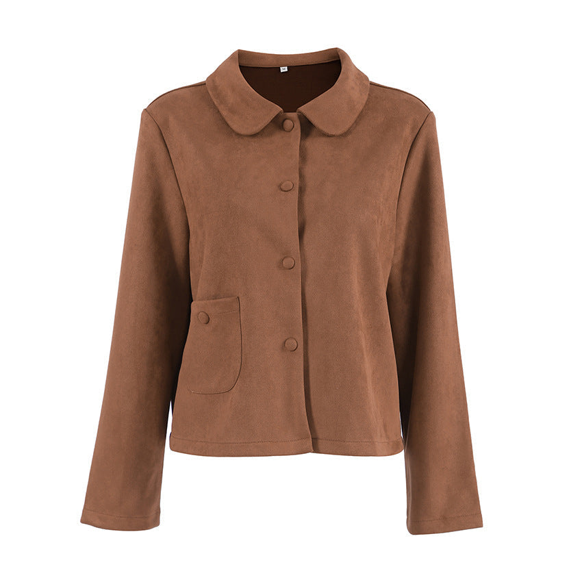 Damen Suede Jacke mit geschlossenen Knöpfen R&B