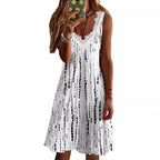 Damen Maxikleid mit Spitzenelementen und modernen Streifen R&B