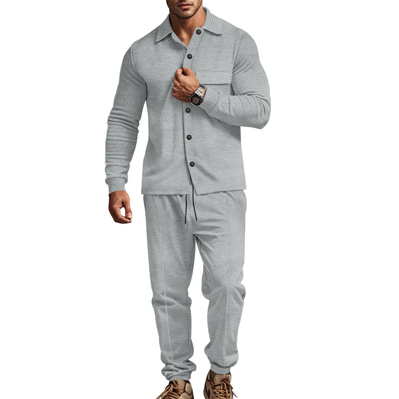 Herren lässiger Freizeitanzug mit feiner Struktur und praktischen Taschen R&B
