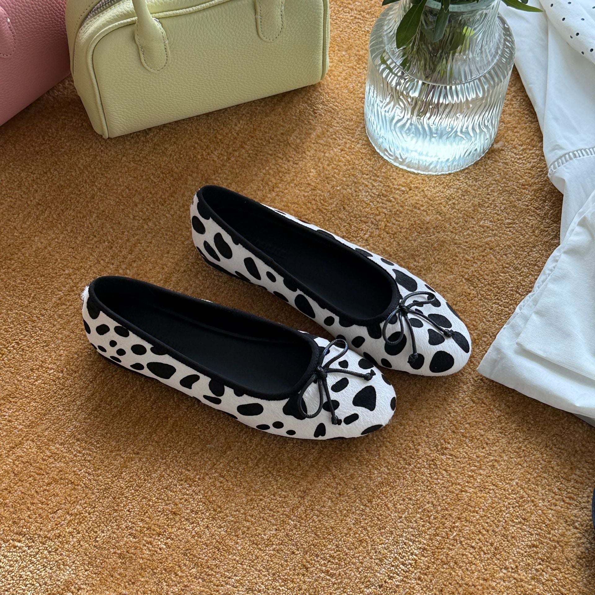 Damen Lässige Ballerinas mit modischem Punktmuster und elastischer Passform