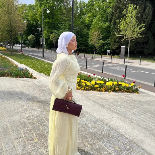 Damen Maxikleid mit raffinierten Falten und eleganten langen Ärmeln R&B
