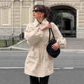 Damen Utility-Jacke im modernen Design mit Gürteldetails und großen Taschen R&B