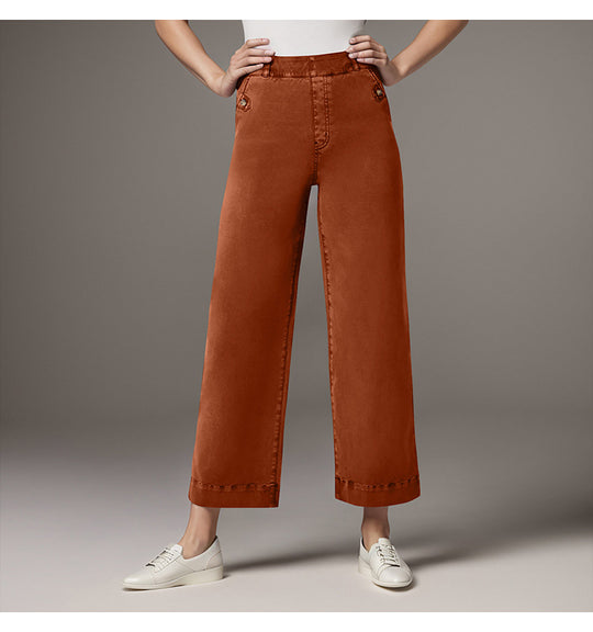 Damen Weite High-Waist Hose mit modischen Knopfdetails R&B