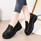 Damen Komfortable Ledereinlagen-Slipper mit hoher Plateausohle R&B