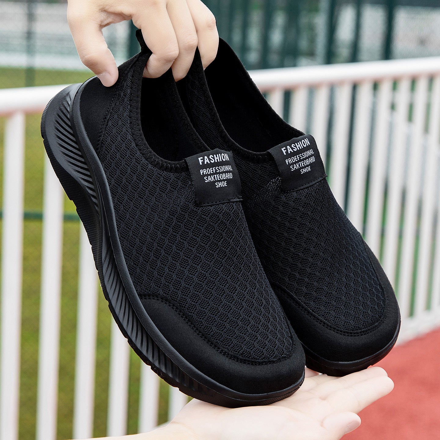 Damen Bequeme Slip-On Freizeitschuhe mit atmungsaktiver Netzstruktur R&B