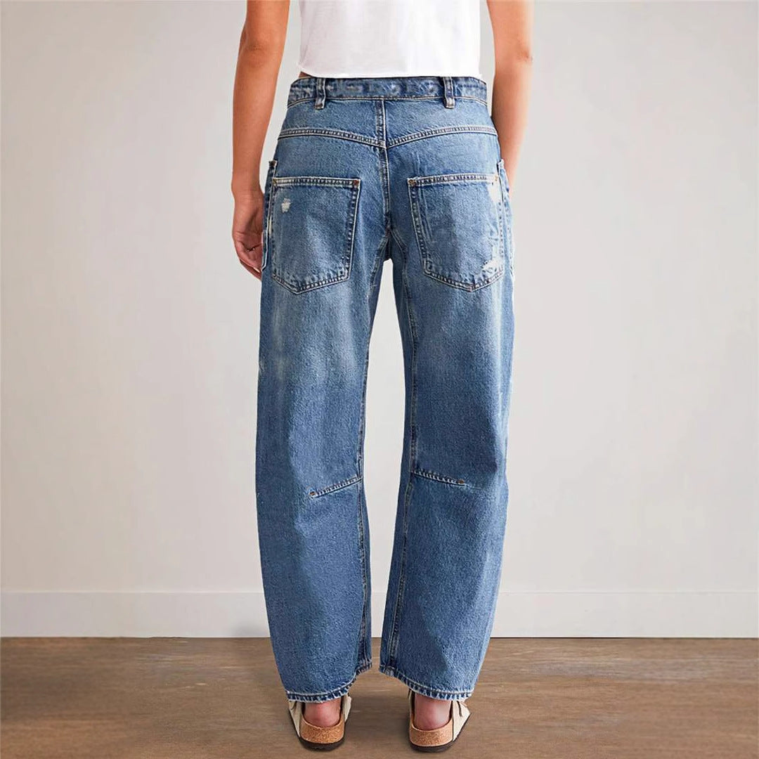 Damen Denim-Hosen mit großflächigen Taschen R&B