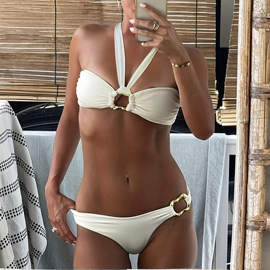 Damen Bandeau-Bikini mit elegantem Ringdetail R&B