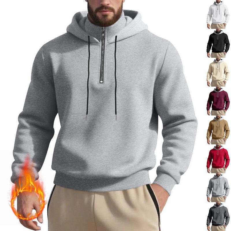 Herren sportlicher Kapuzenpullover mit halbem Reißverschluss und atmungsaktivem Stoff R&B