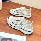 Damen Plattform Sneakers mit modischer Textil-Oberfläche und bequemer Dämpfung R&B