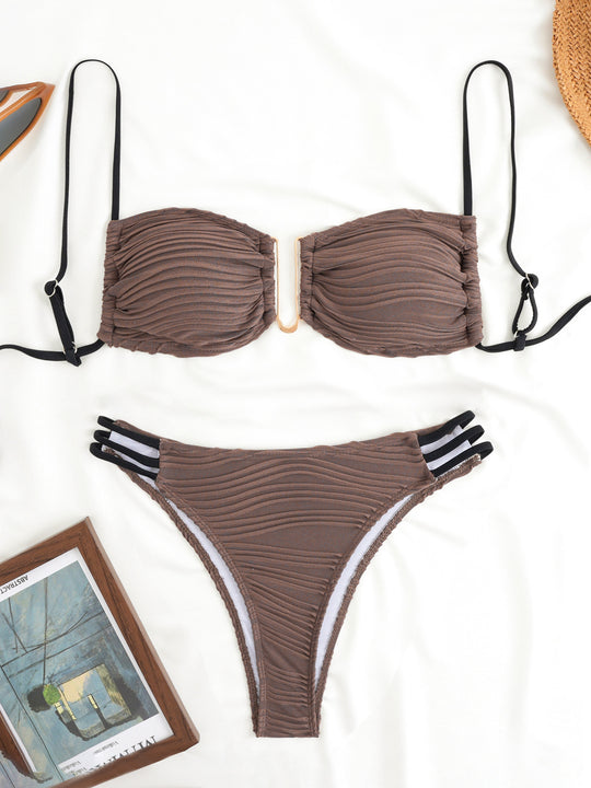 Damen Bandeau-Bikini mit modischem Rüschendesign R&B