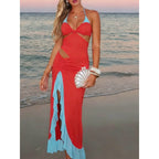 Damen Maxi-Kleid mit raffiniertem Drapierungsdesign und seitlichem Schlitz R&B