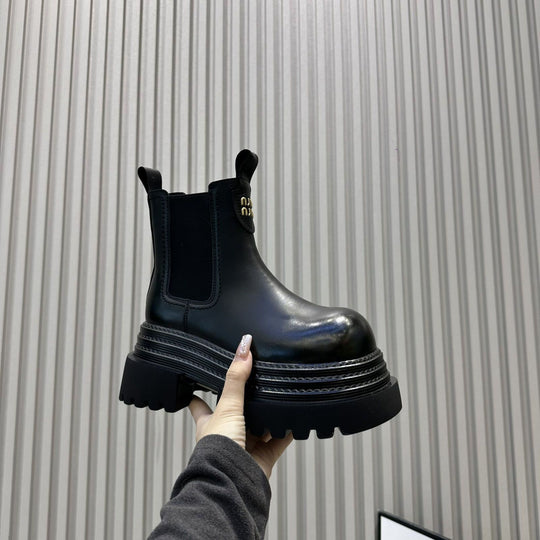 Damen Modische Chelsea-Boots mit Plateau und elastischen Einsätzen R&B