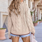 Damen Strickpullover mit grobem Zopfmuster R&B