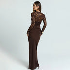 Damen Elegantes Spitzenmaxikleid mit taillierter Silhouette R&B