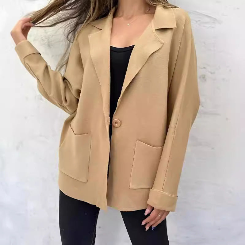 Damen Oversized Blazer mit Patch-Taschen und modischem Schnitt R&B