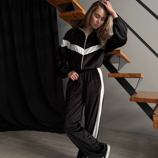Damen Loungewear-Set mit Kapuze und Reißverschluss R&B