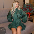 Damen luftiges Chiffon Kleid mit fließenden Ärmeln