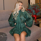 Damen luftiges Chiffon Kleid mit fließenden Ärmeln