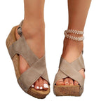 Damen Keil-Sandalen mit verstellbarem Riemen und Korksohle R&B