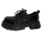 Damen trendige Schnürschuhe mit robuster Gummisohle und glänzender Oberfläche R&B