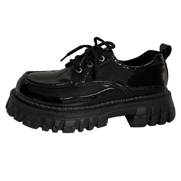 Damen trendige Schnürschuhe mit robuster Gummisohle und glänzender Oberfläche R&B