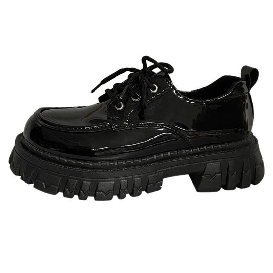 Damen trendige Schnürschuhe mit robuster Gummisohle und glänzender Oberfläche R&B