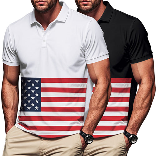 Herren Polo-Shirt mit Flaggenmotiv und klassischem Kragen R&B