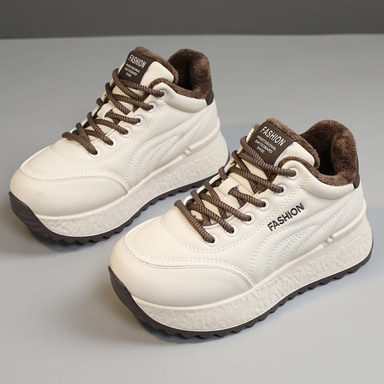 Damen sportliche Plateau Sneakers mit kuscheligem Innenfutter und rutschfester Laufsohle R&B