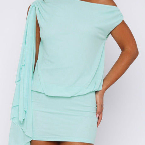 Damen Asymmetrisches Kurzarmkleid mit modernen Rüschendetails R&B