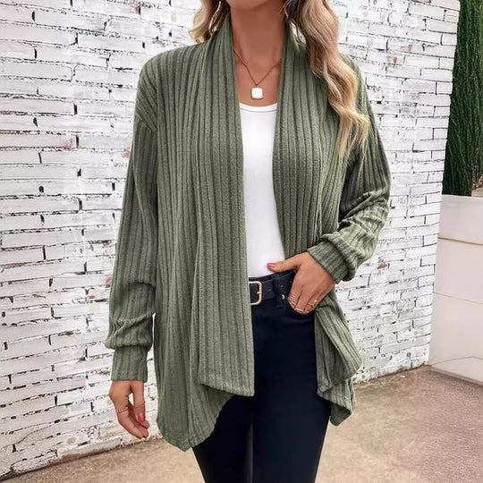 Damen offener Strickcardigan mit vertikalen Streifen R&B