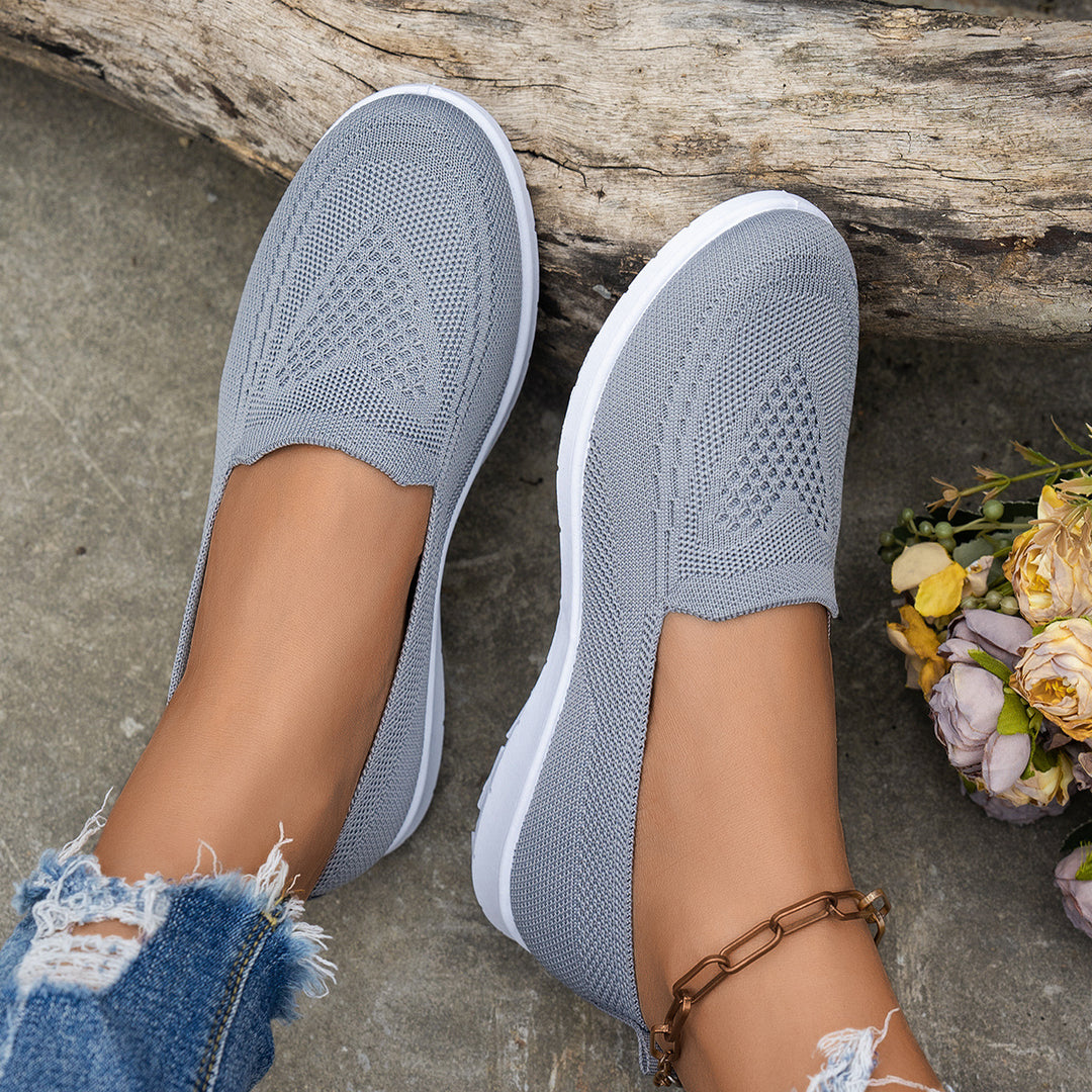 Damen Atmungsaktive Slip-On Freizeitschuhe mit komfortablem Absatz R&B