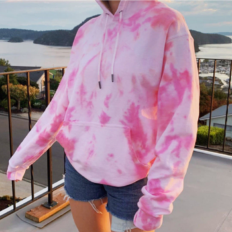 Damen Kapuzenpullover aus kuscheligem Material mit Batikdesign R&B