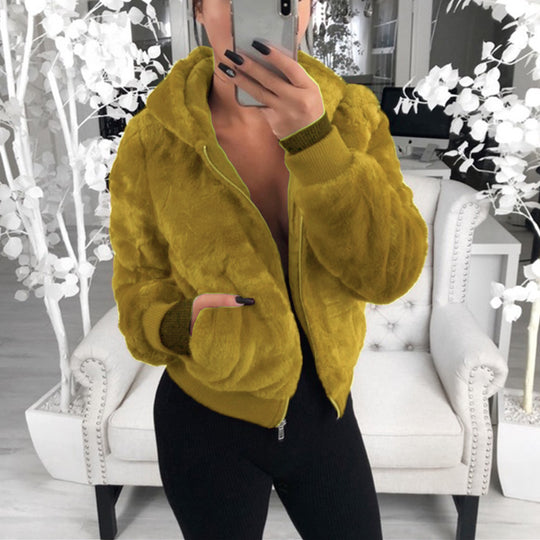 Damen Kunstfell Bomberjacke R&B
