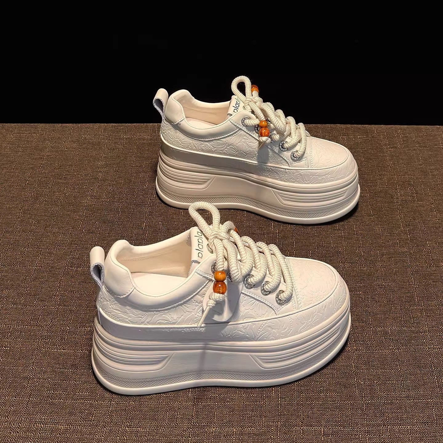 Damen modische Plateau Sneakers mit dekorativen Schnürsenkeln und strukturiertem Obermaterial R&B