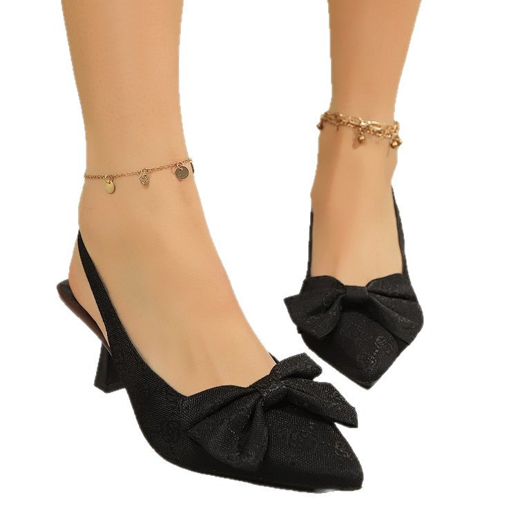 Damen Slingback-Pumps mit dekorativem Schleifen-Design und bequemem Blockabsatz R&B