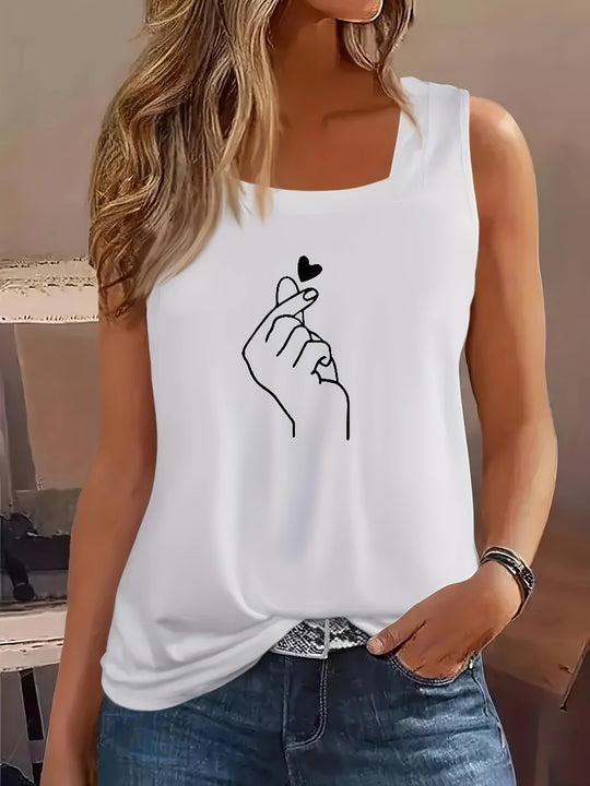 Damen ärmelloses T-Shirt mit kreativem Handdesign R&B