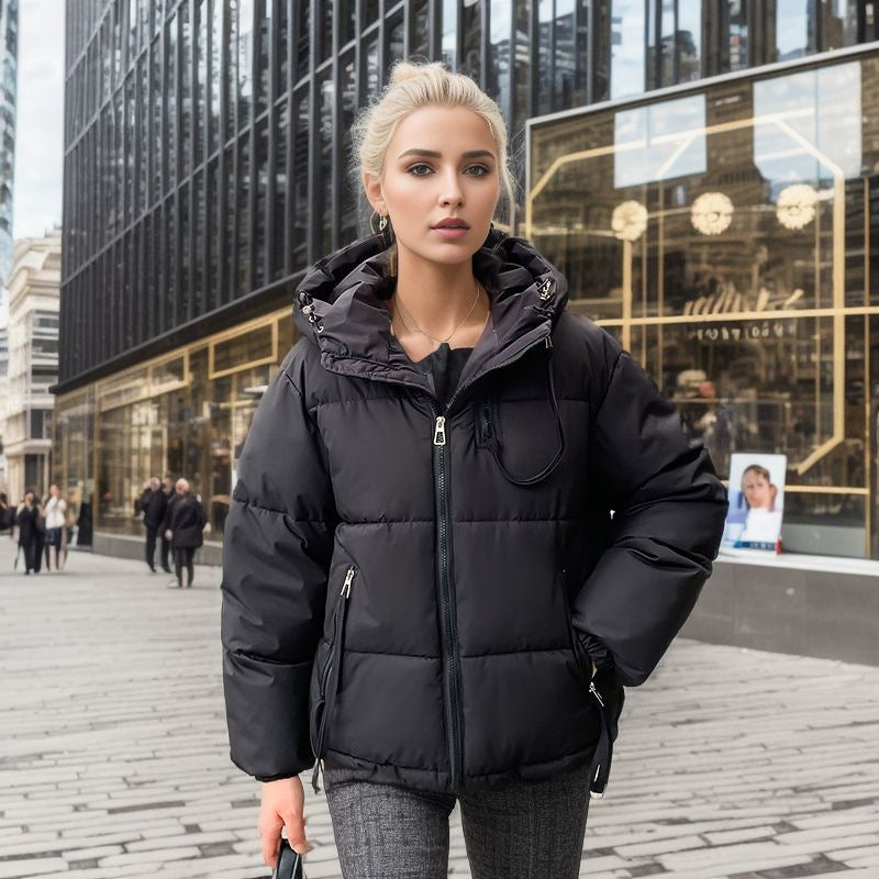 Damen modische Pufferjacke mit verstellbarer Kapuze und dicken Isolierungen