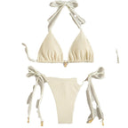 Damen Triangel-Bikini mit verstellbaren BindR&Bändern und strukturierter Oberfläche R&B