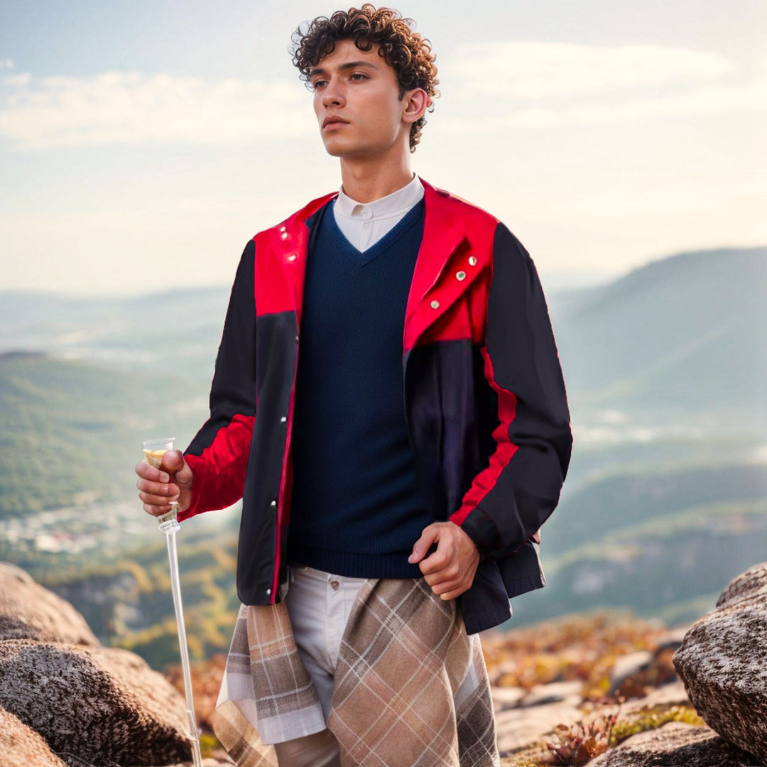 Herren funktionale Übergangsjacke mit hohem Kragen R&B