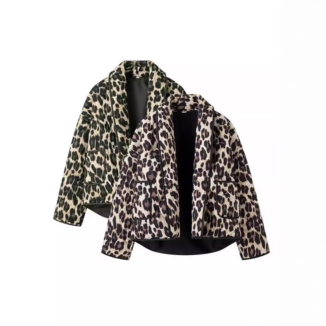 Damen Steppjacke im eleganten Leopardenmuster R&B