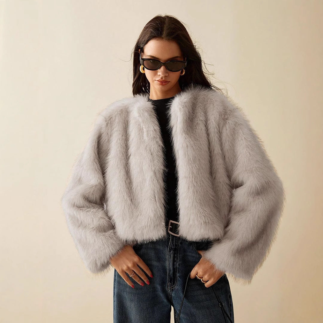 Damen kurzärmlige Pelzjacke R&B