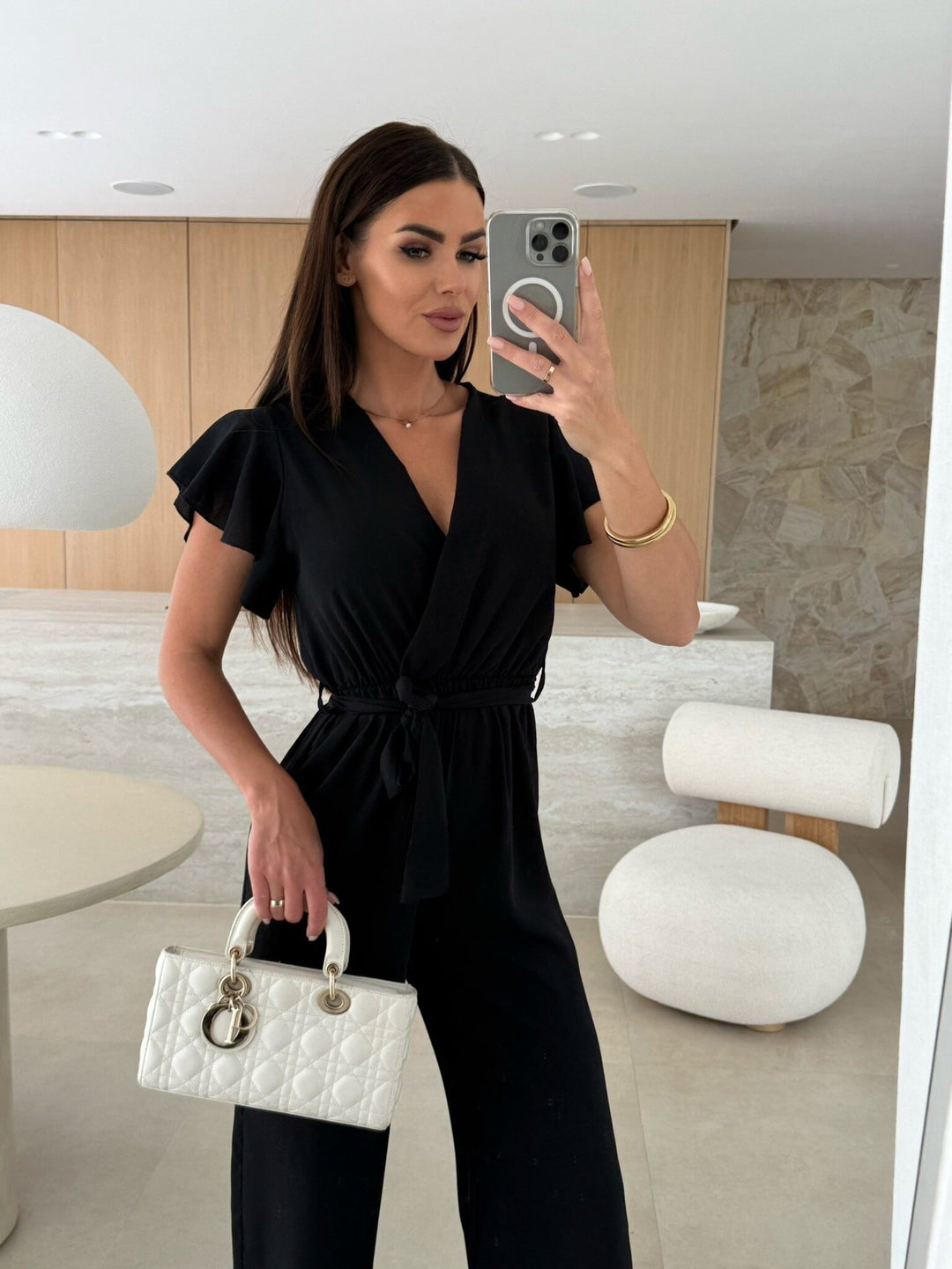 Damen eleganter Jumpsuit mit voluminösen Ärmeln und schmaler Taillenbetonung R&B