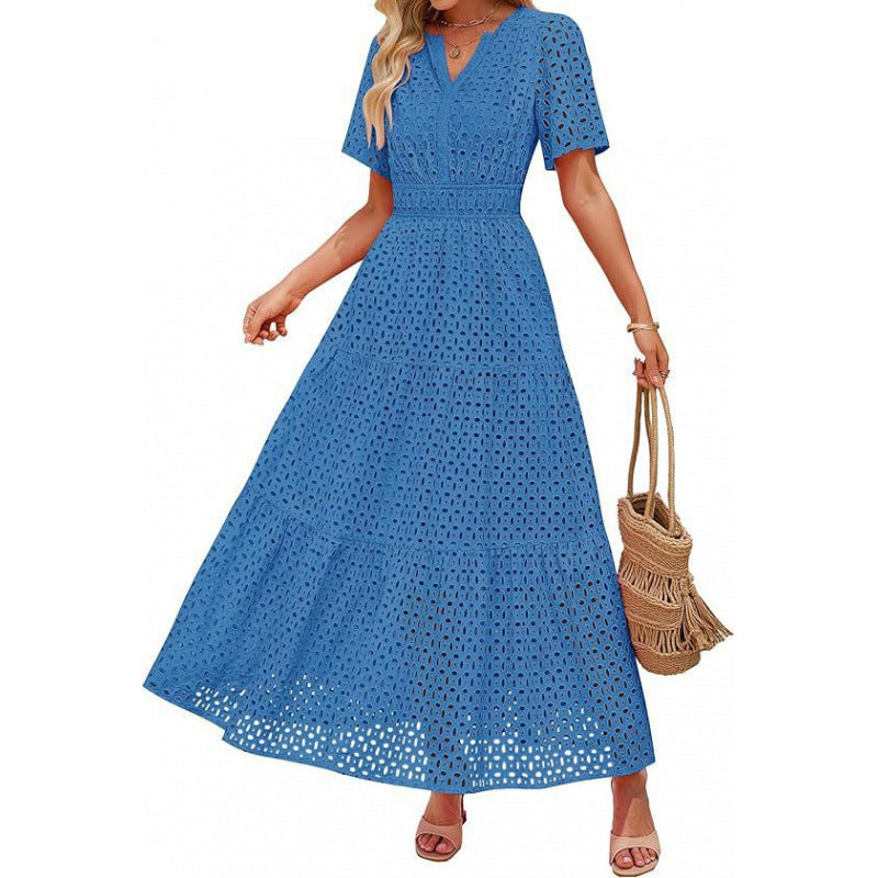 Damen Maxikleid mit gehäkeltem Muster R&B